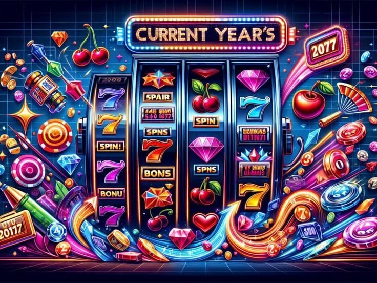 Tampilan permainan slot dengan simbol buah dan jackpot